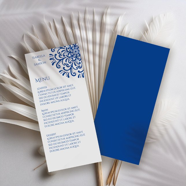 Whimsical Blue Flourish Wedding Menu (Creator Uploaded)