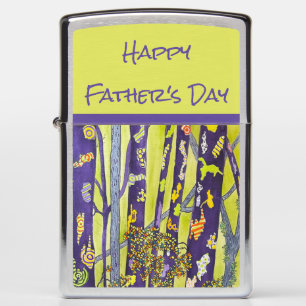 Whimsical Blue Forest Happy Father's Day Zippo Lighter