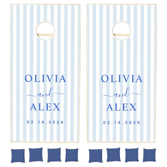 Whimsical Blue French Wedding  Cornhole Set (Set)
