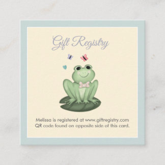 Whimsical Blue Frog Baby Boy Shower Registry Enclosure Card