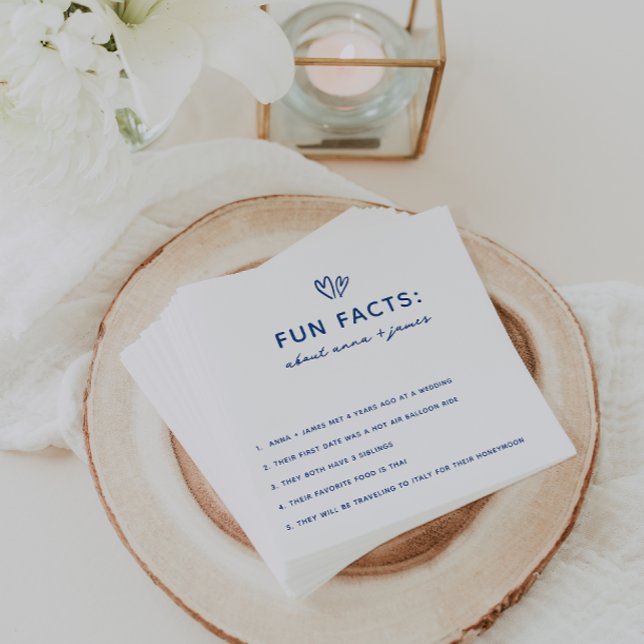 Whimsical Blue Fun Facts Wedding Napkins (Creator Uploaded)