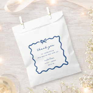 Whimsical Blue Hand Drawn Bow Frame Wedding Favor Bag