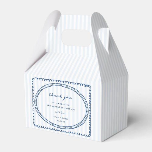 Whimsical Blue Hand Drawn Frame Wedding Favor Boxes