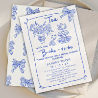 Whimsical Blue Hand Drawn Tea Party Bridal Shower 