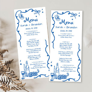 Whimsical Blue Hand Drawn Wedding Menu