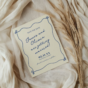 Whimsical Blue Hand Drawn Wedding Save The Date