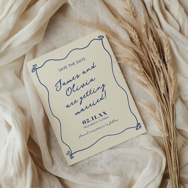 Whimsical Blue Hand Drawn Wedding Save The Date (Creator Uploaded)