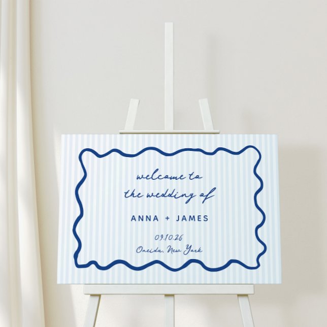 Whimsical Blue Hand Drawn Wedding Welcome Foam Board (Creator Uploaded)