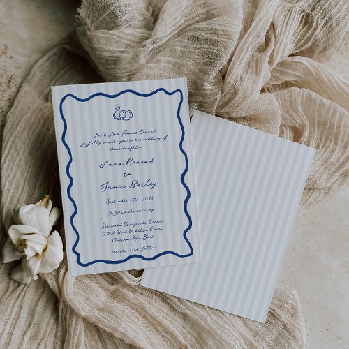 Whimsical Blue Handwritten Wedding Invitation