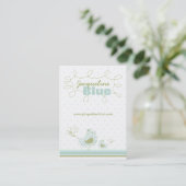 Whimsical Blue Mommy And Baby Bird Damask Swirls Business Card (Standing Front)