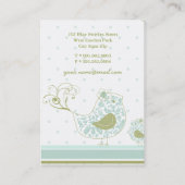 Whimsical Blue Mommy And Baby Bird Damask Swirls Business Card (Back)