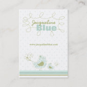 Whimsical Blue Mommy And Baby Bird Damask Swirls Business Card (Front)