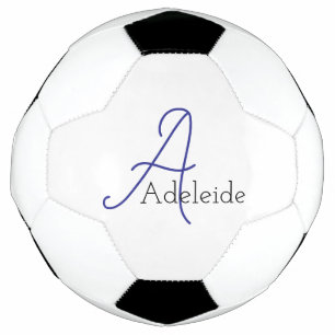 Whimsical Blue Monogram Personalized Soccer Ball