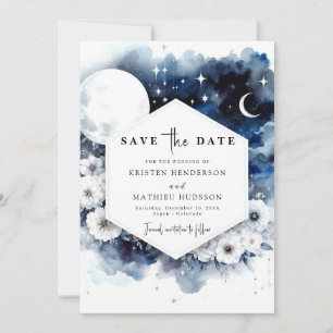Whimsical Blue Moonlit Wedding Save The Date