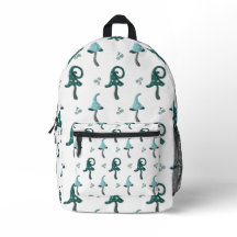 Whimsical Blue Mushroom Pattern Backpack