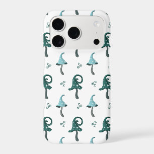 Whimsical Blue Mushroom Pattern iPhone Case
