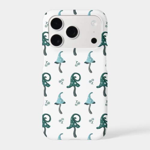 Whimsical Blue Mushroom Pattern iPhone Case