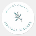Whimsical Blue Olive Branch | From the Kitchen of Classic Round Sticker