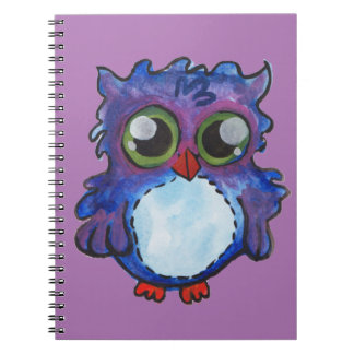 Whimsical Blue Owl Spiral Notebook