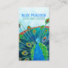 Whimsical Blue Peacock Childcare Business Cards