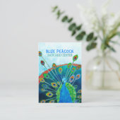 Whimsical Blue Peacock Childcare Business Cards (Standing Front)