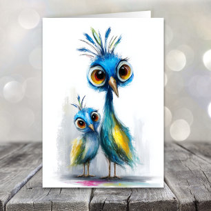Whimsical Blue Peacock Mother's Day Holiday Card