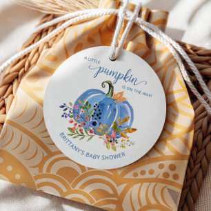 Whimsical Blue Pumpkin Baby Shower Favor Tags