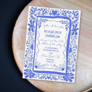 Whimsical Blue Quirky Doodle Hand Drawn Invitation