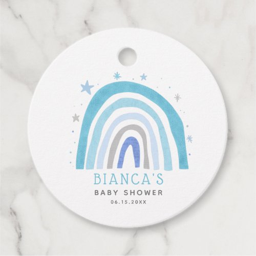 Whimsical Blue Rainbow Baby Shower  Favor Tags