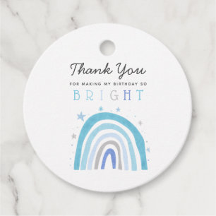 Whimsical Blue Rainbow So Bright Birthday Favor Tags