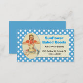 Whimsical Blue Retro Woman Bakery Business Card (Front/Back)