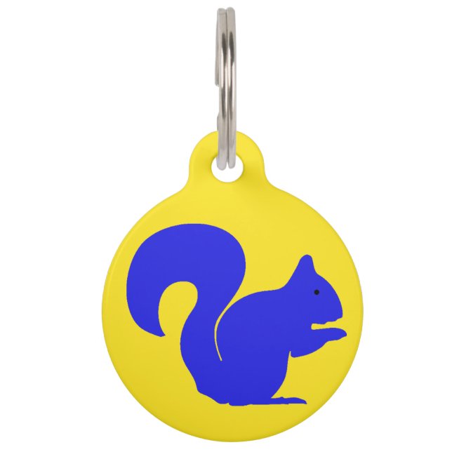 Whimsical Blue Squirrel Custom Dog Tag (Front)