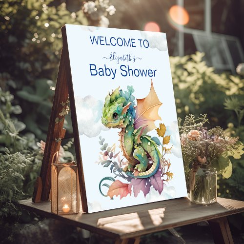 Whimsical Blue Teal Dragon Baby Shower Foam Board