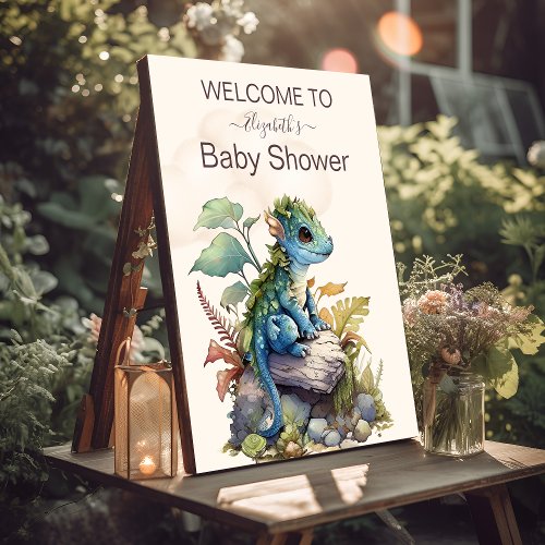 Whimsical Blue Teal Dragon Baby Shower Foam Board