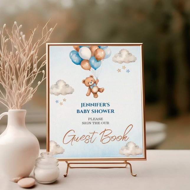 Whimsical Blue Teddy Guest Book Sign (Creator Uploaded)