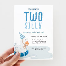 Whimsical Blue Two Silly Goose 2nd Birthday