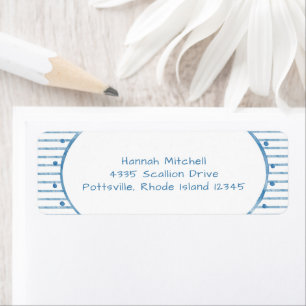 Whimsical Blue Watercolor Bow Stripe Baby Shower Label