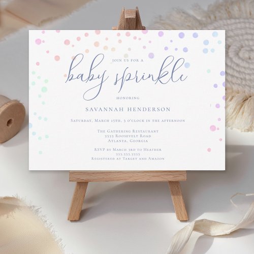 Whimsical Blue Watercolor Confetti Baby Sprinkle Invitation