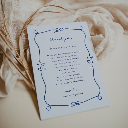 Whimsical Blue Wedding Reception Table Thank You