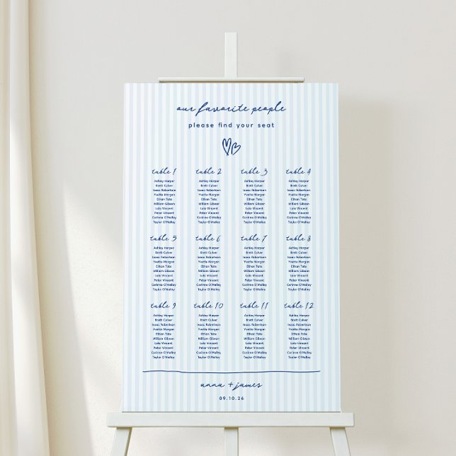 Whimsical Blue Wedding Seating Plan Foam Board (Creator Uploaded)