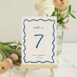 Whimsical Blue Wedding Table Number Card<br><div class="desc">Whimsical Blue Wavy Line Frame,  wedding table number card. Please note that table number cards must be numbered and added to your cart individually. Frame color and fonts can be changed by selecting the "edit using design tool" feature.</div>