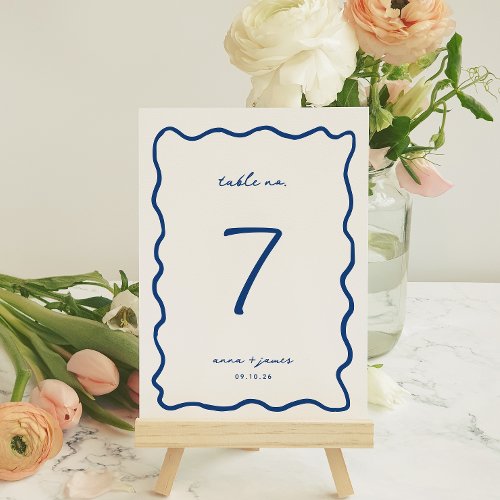 Whimsical Blue Wedding Table Number Card