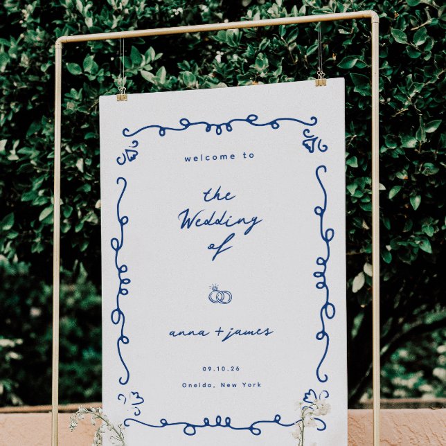 Whimsical Blue Wedding Welcome Foam Board (Creator Uploaded)