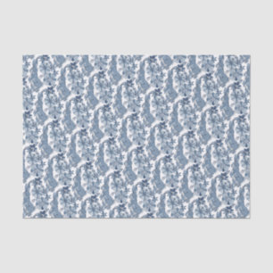 Whimsical Blue White Bunny Rabbit Floral Pattern Tissue Paper