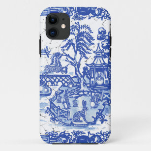 Whimsical Blue Willow Isle of Rabbits Classic Look iPhone 11 Case