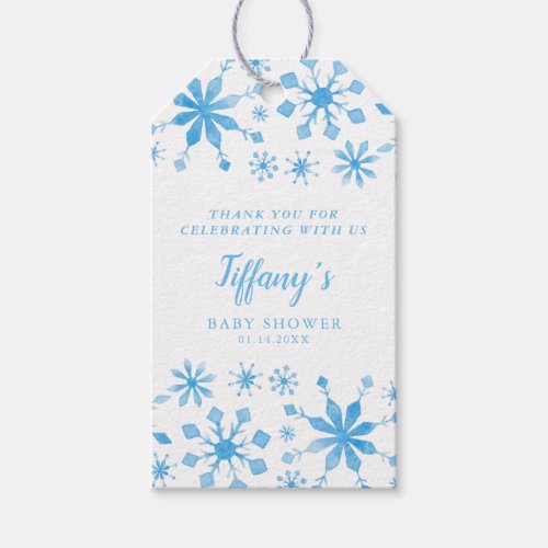 Whimsical Blue Winter Wonderland Baby Shower Gift Tags