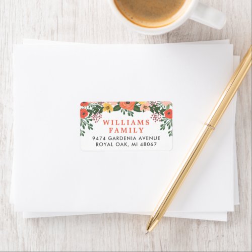 Whimsical Blush and Coral Floral Return Address Label