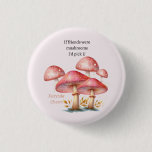 Whimsical Blush Enchanted Mushrooms Button