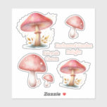 Whimsical Blush Enchanted Mushrooms New Address Sticker