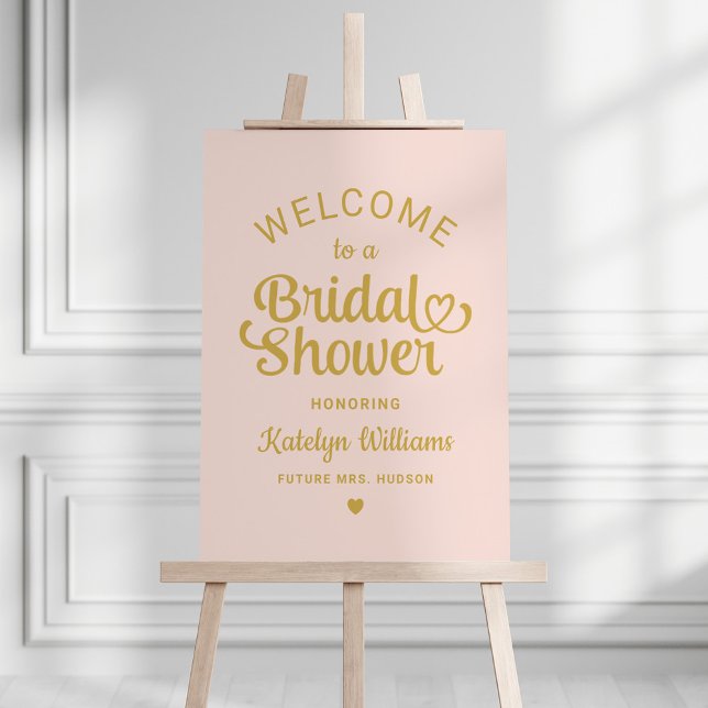 Whimsical Blush Gold Heart Script Shower Welcome Foam Board (Creator Uploaded)